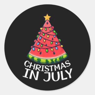 Weihnachten im Juli Wassermelone Xmas Baum Sommer Runder Aufkleber