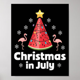 Weihnachten im Juli Wassermelonenbaum Lustiger Fla Poster