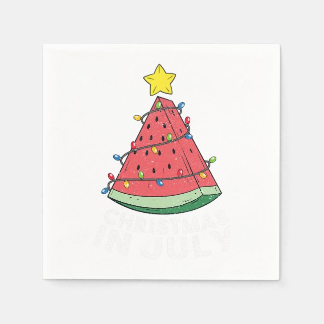 Weihnachten im Juli Watermelon Flamingo Xmas Tree  Serviette (Vorderseite)