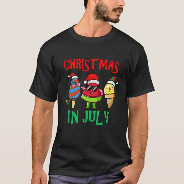 Weihnachten im Juli Watermelon Ice Pop Weihnachten T-Shirt (Vorderseite)