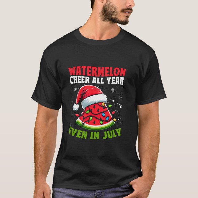 Weihnachten im Juli Watermelon Weihnachtsbaum T-Shirt (Vorderseite)