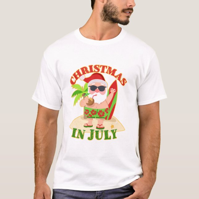 Weihnachten im Juli Weihnachten mit Surfboard T-Shirt (Vorderseite)