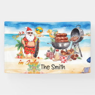Weihnachten im Juli Weihnachtsmann am Strand Banner
