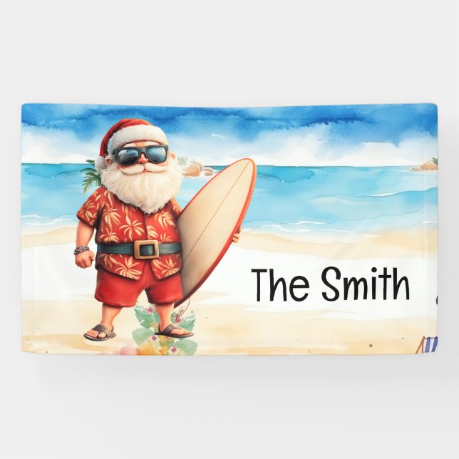 Weihnachten im Juli Weihnachtsmann am Strand Banner (Horizontal)