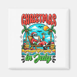 Weihnachten im Juli Weihnachtsmann Sommer Strandpa Magnet