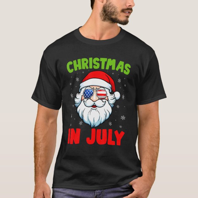 Weihnachten im Juli Weihnachtsmann Sommerbaden T-Shirt (Vorderseite)