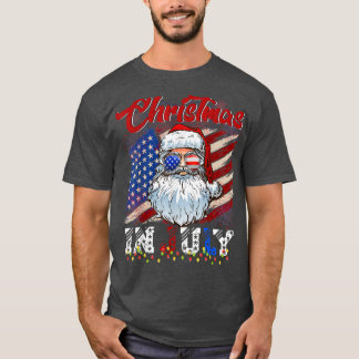Weihnachten im Juli Weihnachtsmannmütze Amerikanis T-Shirt