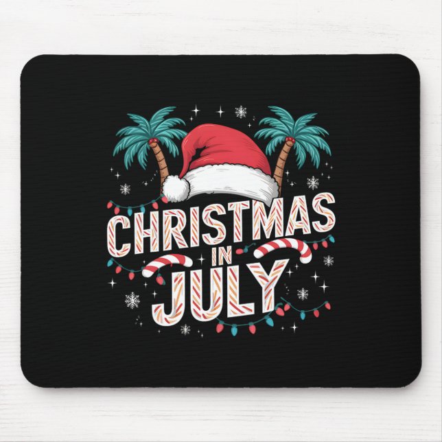 Weihnachten im Juli Weihnachtsmannmütze Funny Xmas Mousepad (Vorne)