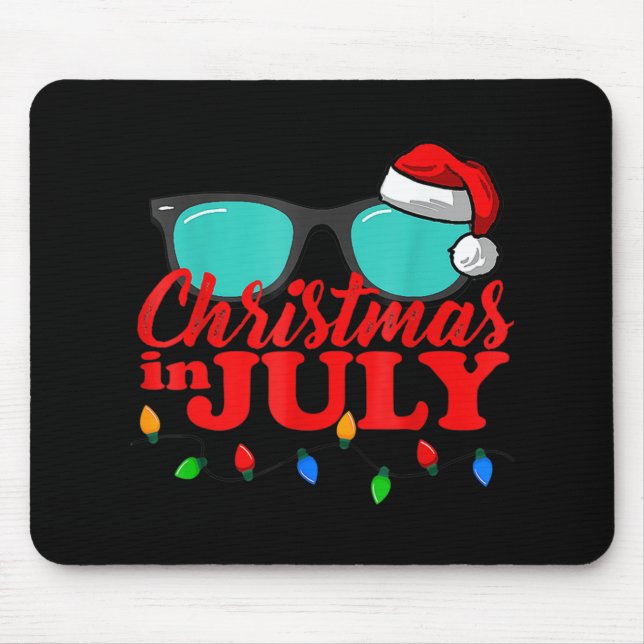 Weihnachten im Juli Weihnachtsmannmütze Sonnenbril Mousepad (Vorne)