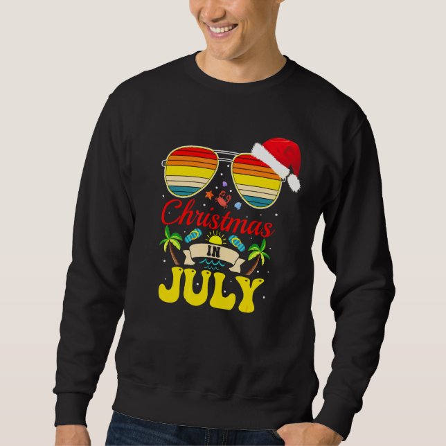 Weihnachten im Juli Weihnachtsmannmütze Sonnenbril Sweatshirt (Vorderseite)