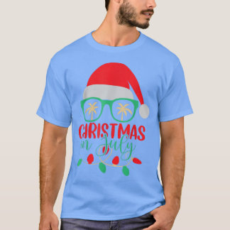 Weihnachten im Juli Weihnachtsmannmütze Sonnenbril T-Shirt