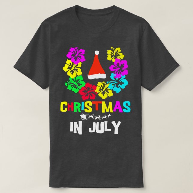 Weihnachten im Juli Weihnachtsmannmütze Sonnenbril T-Shirt (Design vorne)