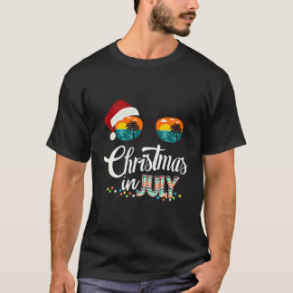 Weihnachten im Juli Weihnachtsmannmütze Sonnenbril T-Shirt
