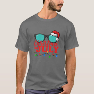 Weihnachten im Juli Weihnachtsmannmütze Sonnenbril T-Shirt