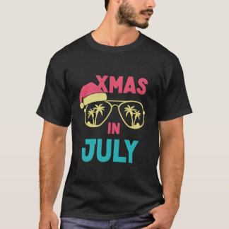 Weihnachten im Juli Weihnachtsmannmütze Sonnenbril T-Shirt