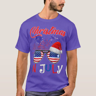 Weihnachten im Juli Weihnachtsmannmütze Sonnenbril T-Shirt