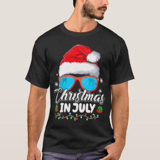 Weihnachten im Juli Weihnachtsmannmütze Sonnenbril T-Shirt