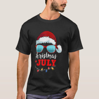 Weihnachten im Juli Weihnachtsmannmütze Sonnenbril T-Shirt