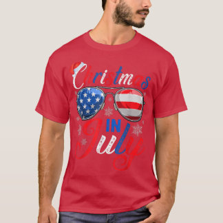 Weihnachten im Juli Weihnachtsmannmütze US Flag So T-Shirt