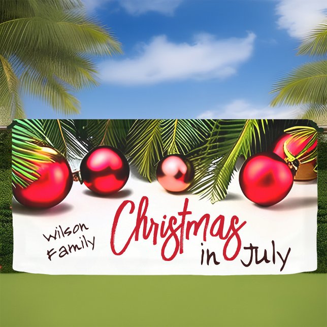 Weihnachten im Juli Wiedersehen Summer Pool Party Banner (Christmas in July Summer party banner)