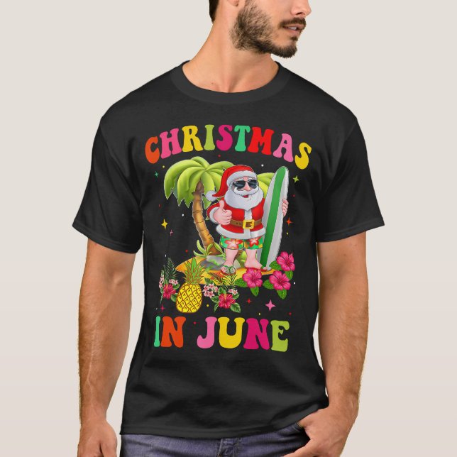 Weihnachten im Juni Funny Santa Flamingo Sommer Va T-Shirt (Vorderseite)