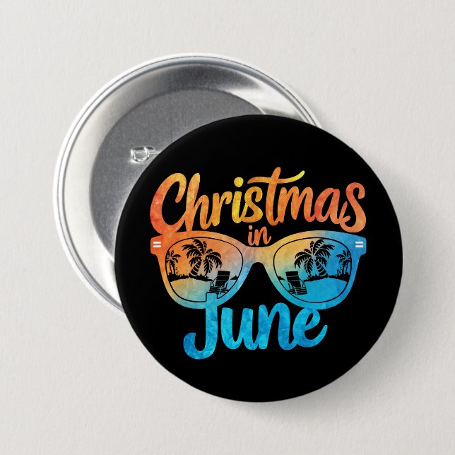 Weihnachten im Juni Sonnenbrille Funny Summer Vaca Button (Vorne & Hinten)
