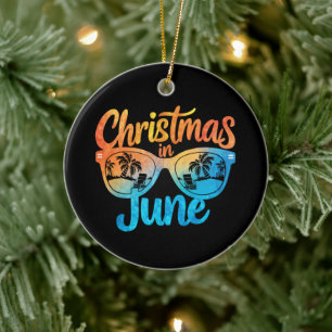 Weihnachten im Juni Sonnenbrille Lustiger Sommerur Keramik Ornament