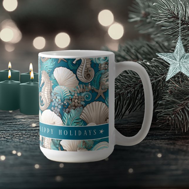 Weihnachten im küstennahen Seepferd Muster#4 ID100 Kaffeetasse (Von Creator hochgeladen)