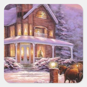 Weihnachten im Land auf alt getrimmt Quadratischer Aufkleber