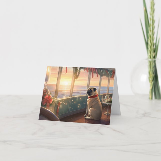 Weihnachten im Mops - Feierliche Hochzeit Karte (Vorderseite)