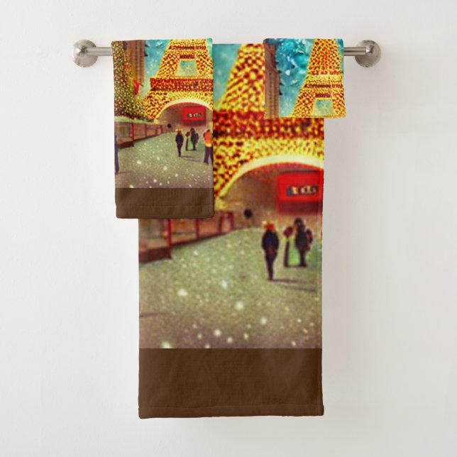 Weihnachten im Pariser Elfturm Badhandtuch Set (Insitu)