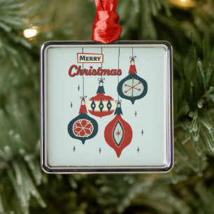 Weihnachten im Retro-Atomstil Ornament Aus Metall
