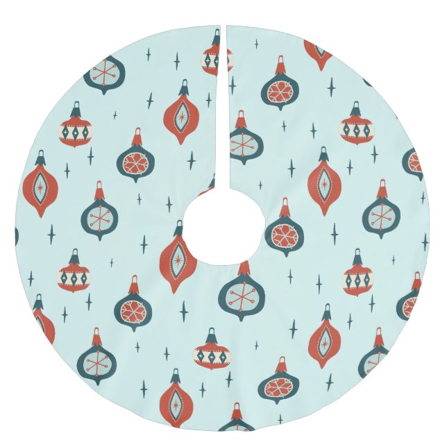Weihnachten im Retro-Atomstil Polyester Weihnachtsbaumdecke (Vorderseite)