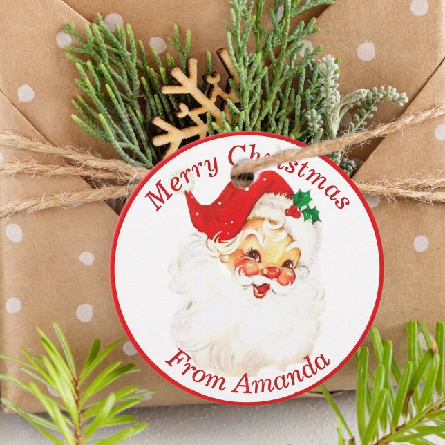 Weihnachten im Retro Santa Claus Custom 1950 Vinta Geschenkanhänger (1950s Vintage Retro Santa Claus Custom Christmas Favor Tags)