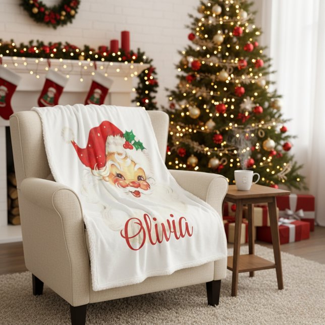 Weihnachten im Retro Santa Claus Custom 1950 Vinta Sherpadecke (1950s Vintage Retro Santa Claus Custom Christmas Sherpa Blanket)