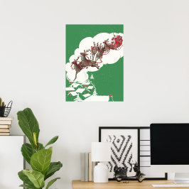 Weihnachten im Retro Santa Claus Sleigh Poster