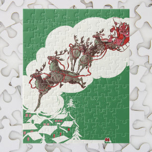 Weihnachten im Retro Santa Claus Sleigh Puzzle