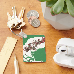 Weihnachten im Retro Santa Claus Sleigh Schlüsselanhänger