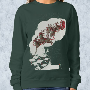 Weihnachten im Retro Santa Claus Sleigh Sweatshirt