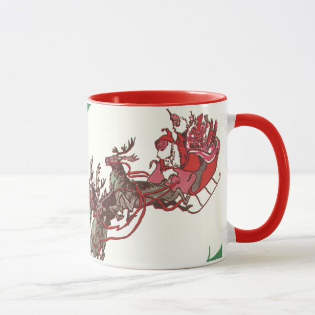 Weihnachten im Retro Santa Claus Sleigh Tasse (Rechts)