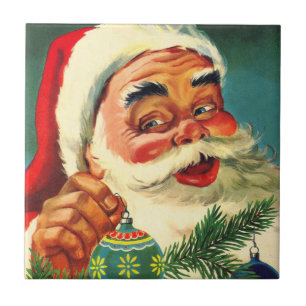 Weihnachten im Retro-Stil, fröhlicher Santa Claus  Fliese