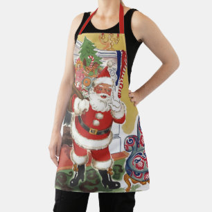 Weihnachten im Retro-Stil, fröhlicher Weihnachtsma Schürze