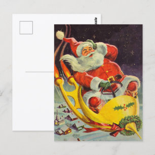 Weihnachten im Retro-Stil, Weihnachtsmann in einem Postkarte