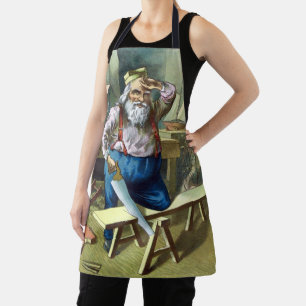 Weihnachten im Retrolook, Weihnachtsmann baut Spie Schürze