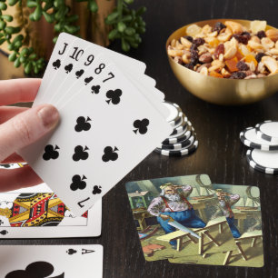 Weihnachten im Retrolook, Weihnachtsmann beim Bast Spielkarten