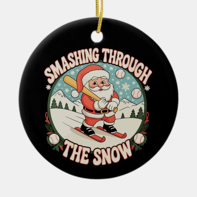 Weihnachten im Schneeball Keramik Ornament (Vorne)