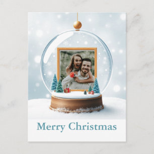 Weihnachten im Schneeglobe-Foto individuell anpass Postkarte