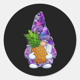 Weihnachten im Sommer Hawaiianischer Ananas-Gnom  Runder Aufkleber