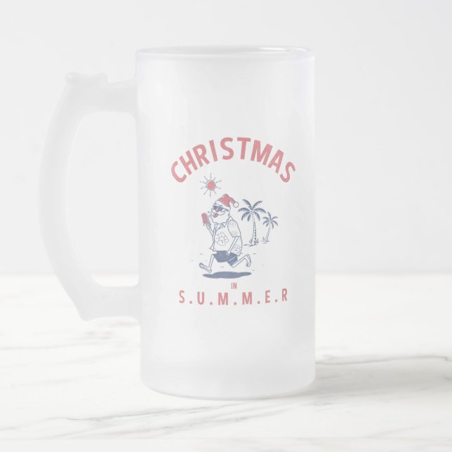Weihnachten im Sommer im Juli Mattglas Bierglas (Links)