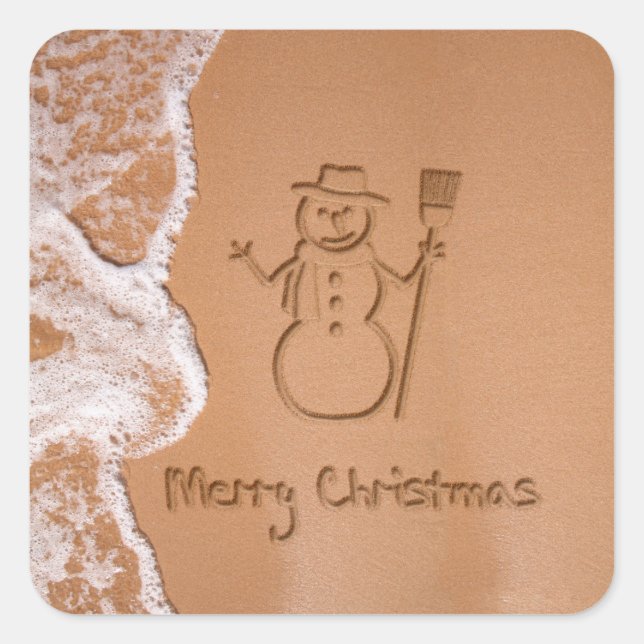 Weihnachten im Sommer Quadratischer Aufkleber (Vorderseite)